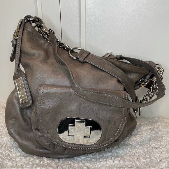 Badgley Mischka Grey Leather Convertible Crossbody - Picture 4 of 12